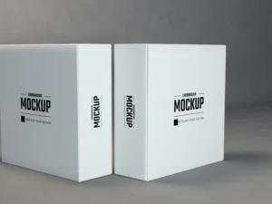 display white square cardboard boxes mockup 2
