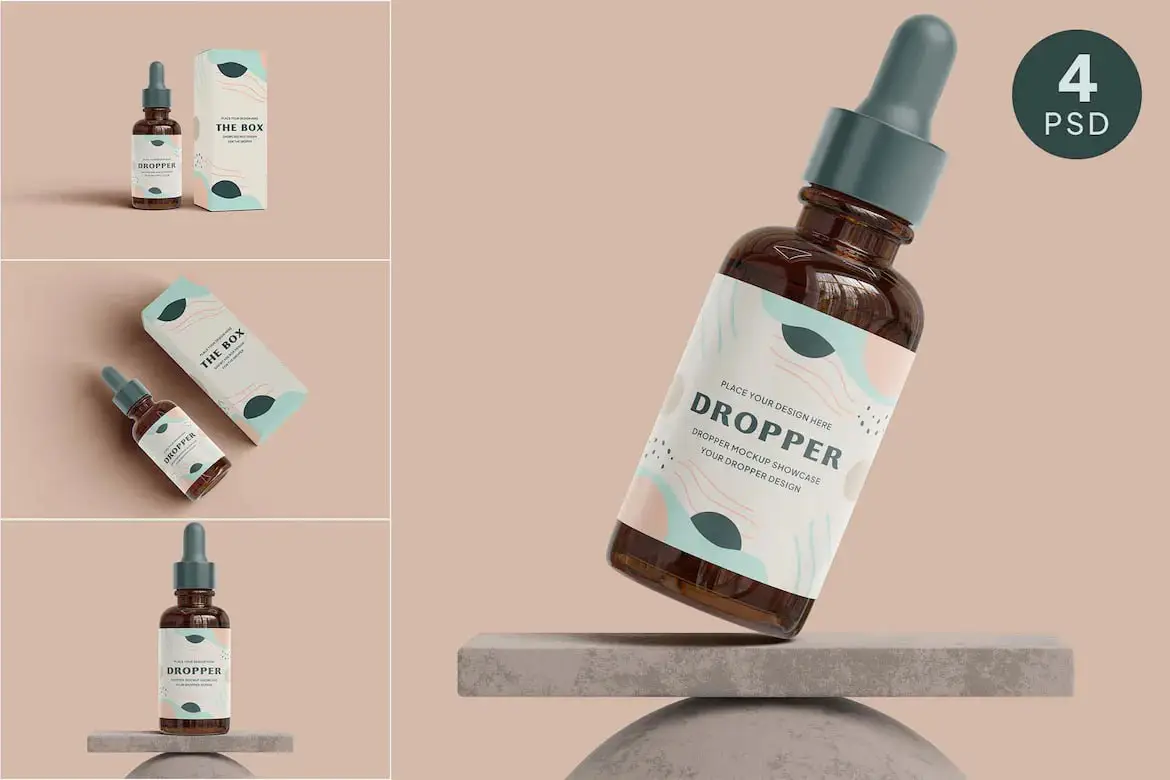 Dropper Bottle Mockup With Box