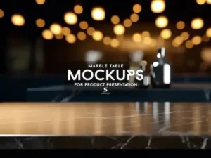 empty marble table product mockup placement