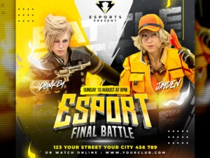 esport final battle social media post or flyer template
