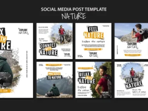 flat design nature instagram posts template