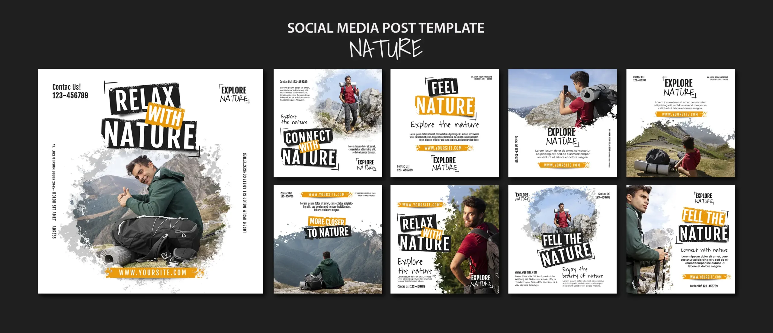 Flat Design Nature Instagram Posts Template