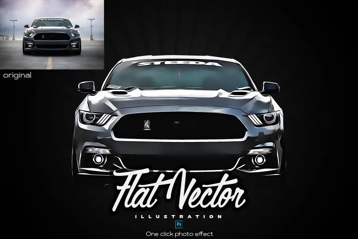 Flat Vector Illustration Photoshop Action
