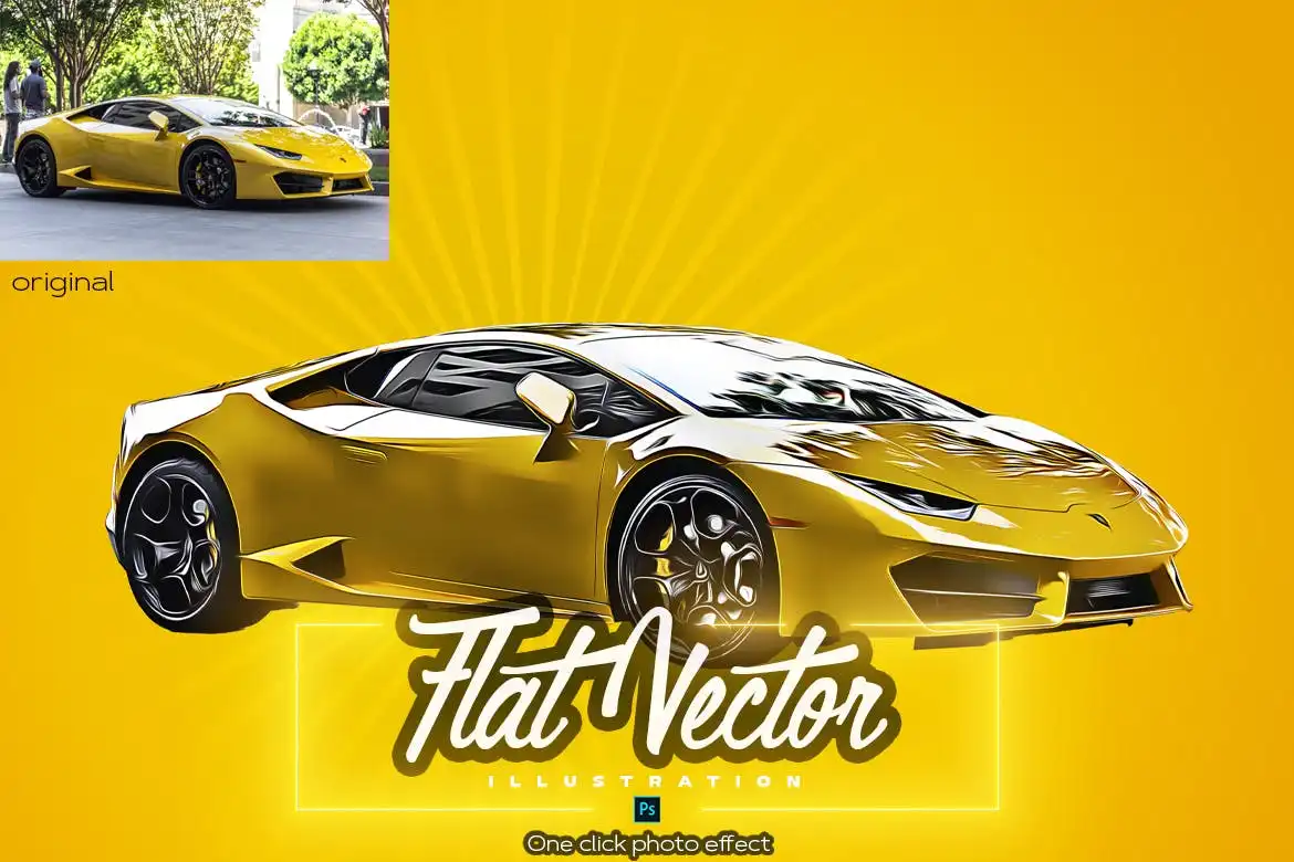 Flat Vector Illustration Photoshop Action 5 flat vector illustration photoshop action