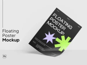 floating poster mockup