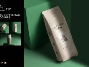 foil coffee bag mockups