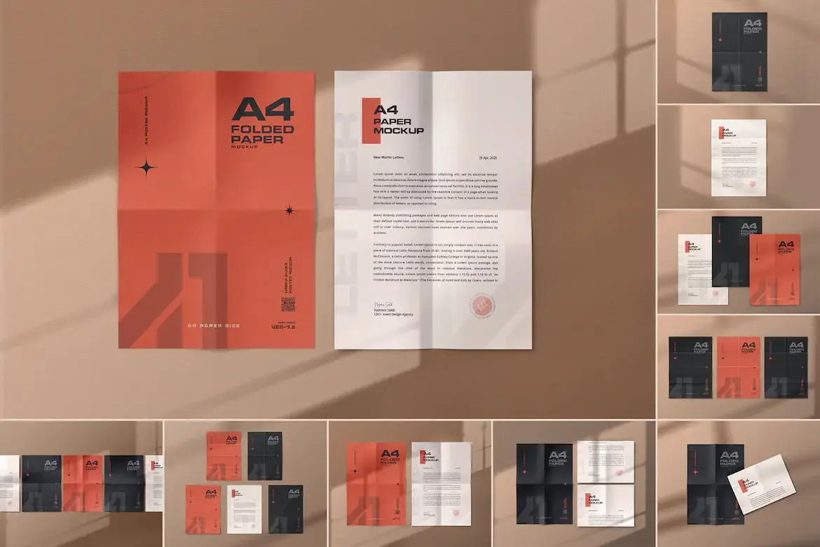 Folded Paper Mockup Set