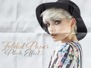folded paper sheet photo effect mockup