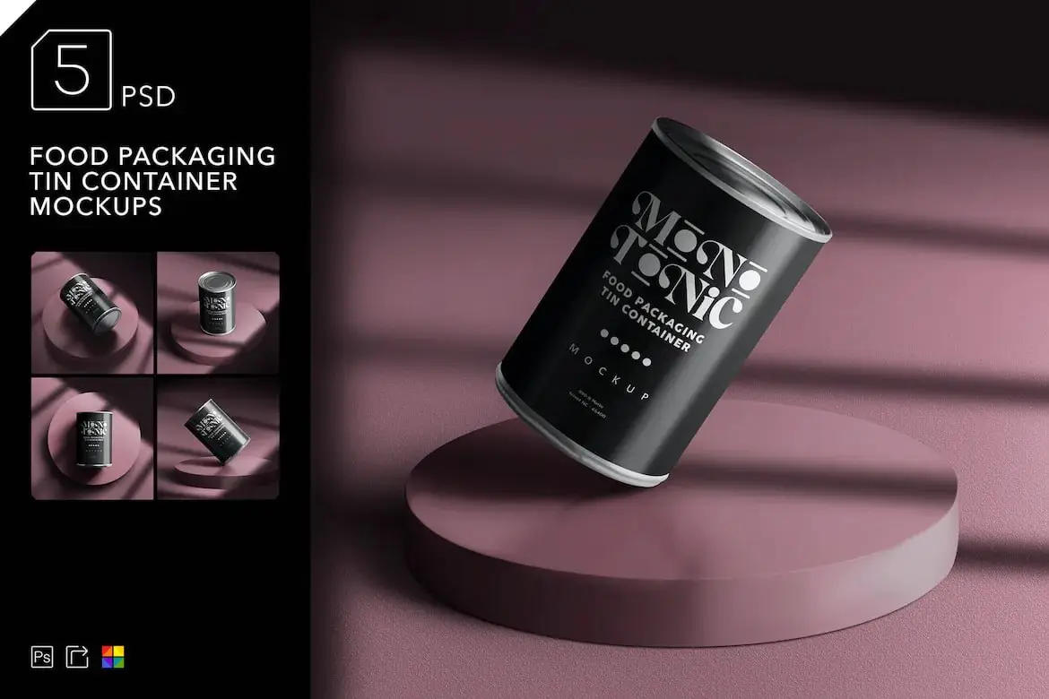 Food Packaging Tin Container Mockups