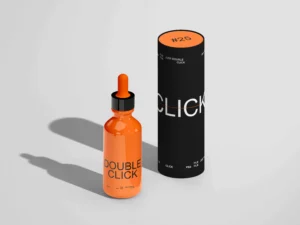 glass bottle and paper tube mockup set 4