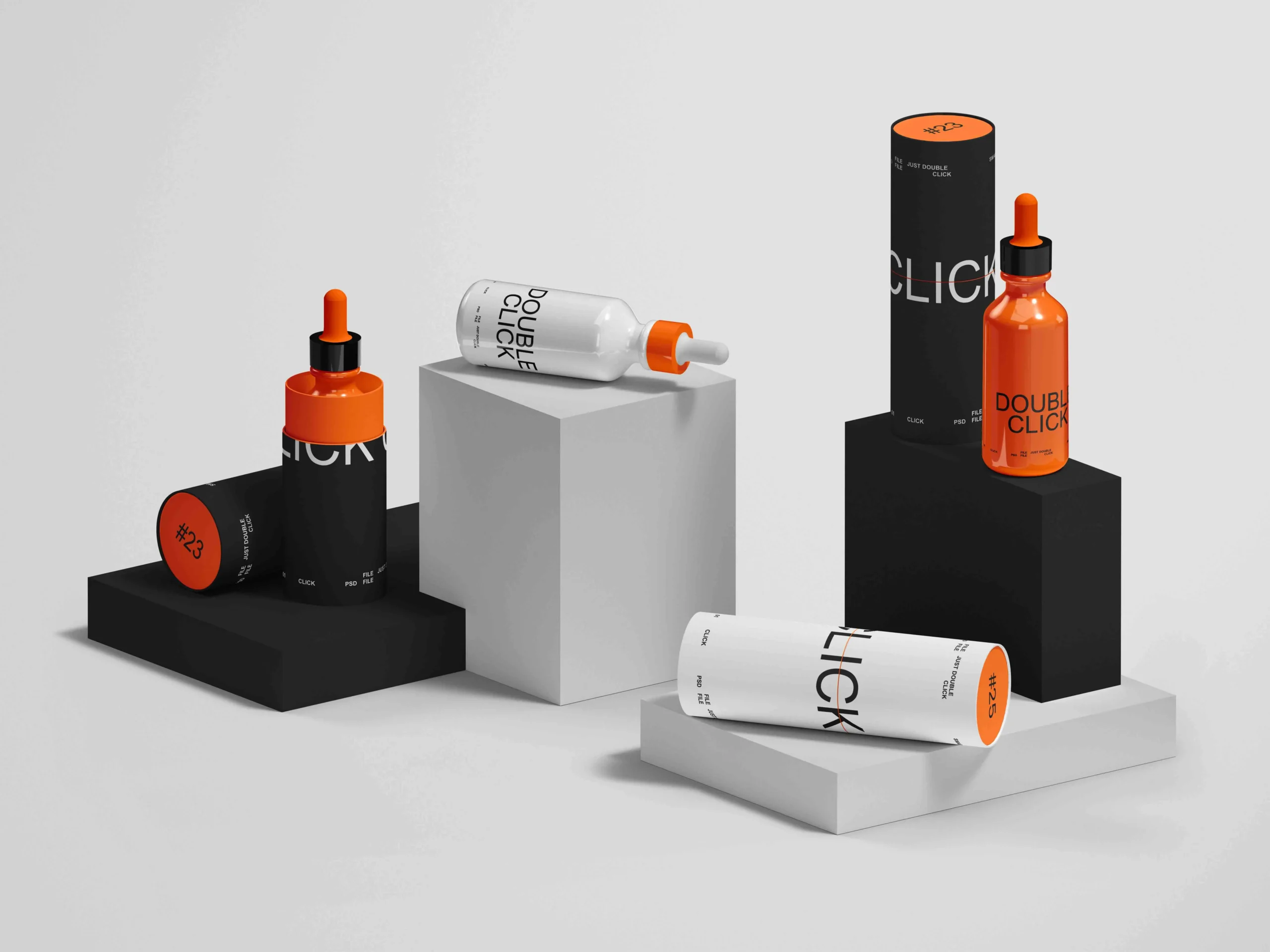 Glass Bottle And Paper Tube Mockup Set 3 glass bottle and paper tube mockup set 6