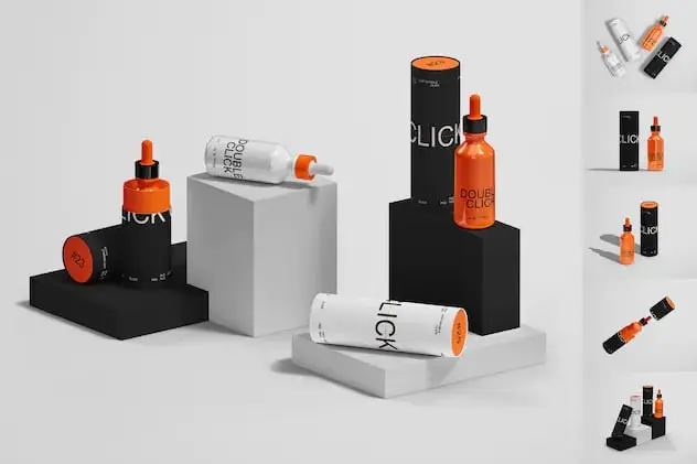 Glass Bottle And Paper Tube Mockup Set 7 glass bottle and paper tube mockup set 7