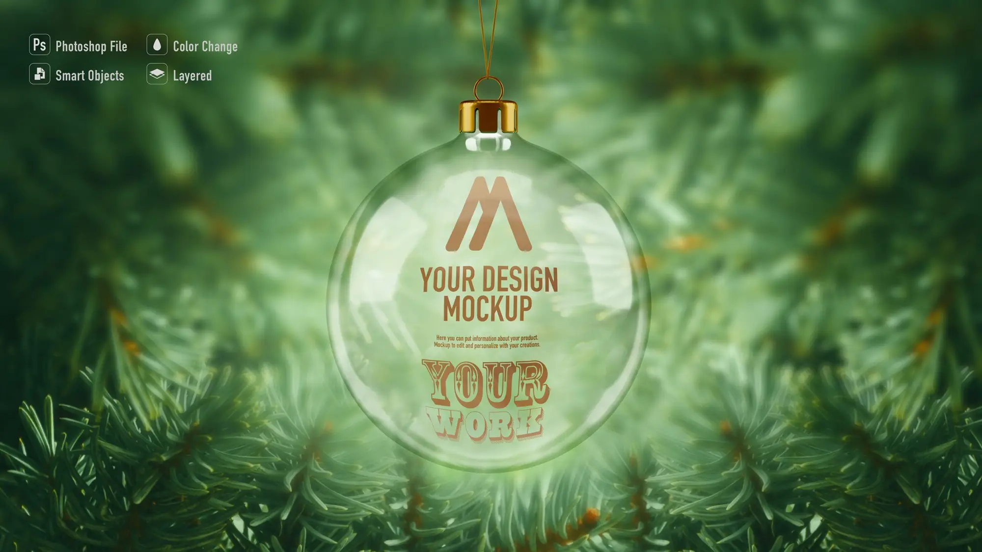 Glass Christmas Ball Mockup