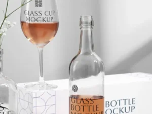 glass cup bottle mockup