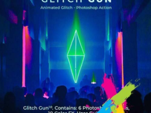 glitch gun animated photoshop action 1