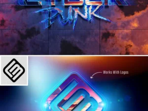 glowing neon text effect cyberpunk style mockup 2