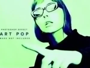 green and blue art pop psd photo effect
