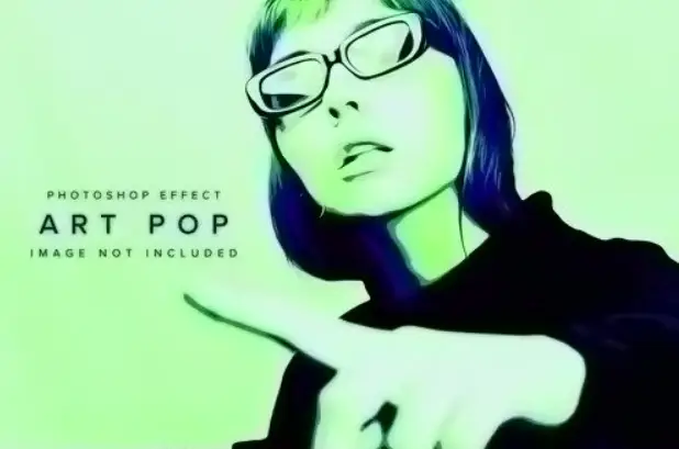 Green And Blue Art Pop Psd Photo Effect