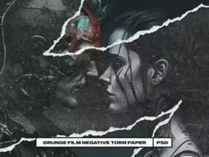 grunge film negative torn paper photo effect