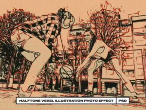 halftone vexel illustration photo effect