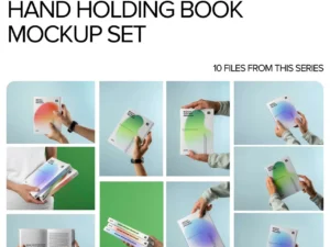 hand holding book mockup set