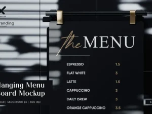 hanging menu board mockup