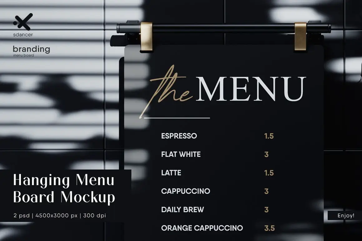 Hanging Menu Board Mockup