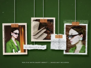 hanging photo paper frames collage moodboard