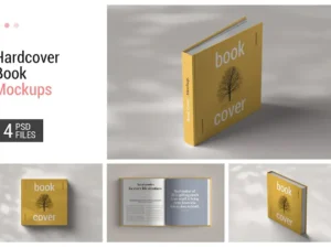 hard cover square book mockup 5
