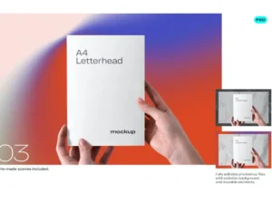 holding a4 letterhead mockup psd 4