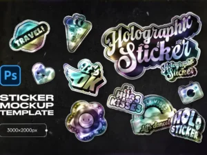 holographic sticker mockup