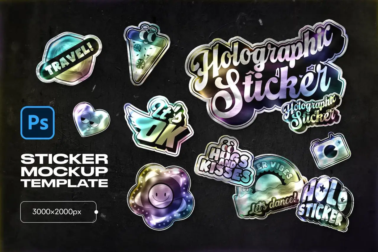 Holographic Sticker Mockup