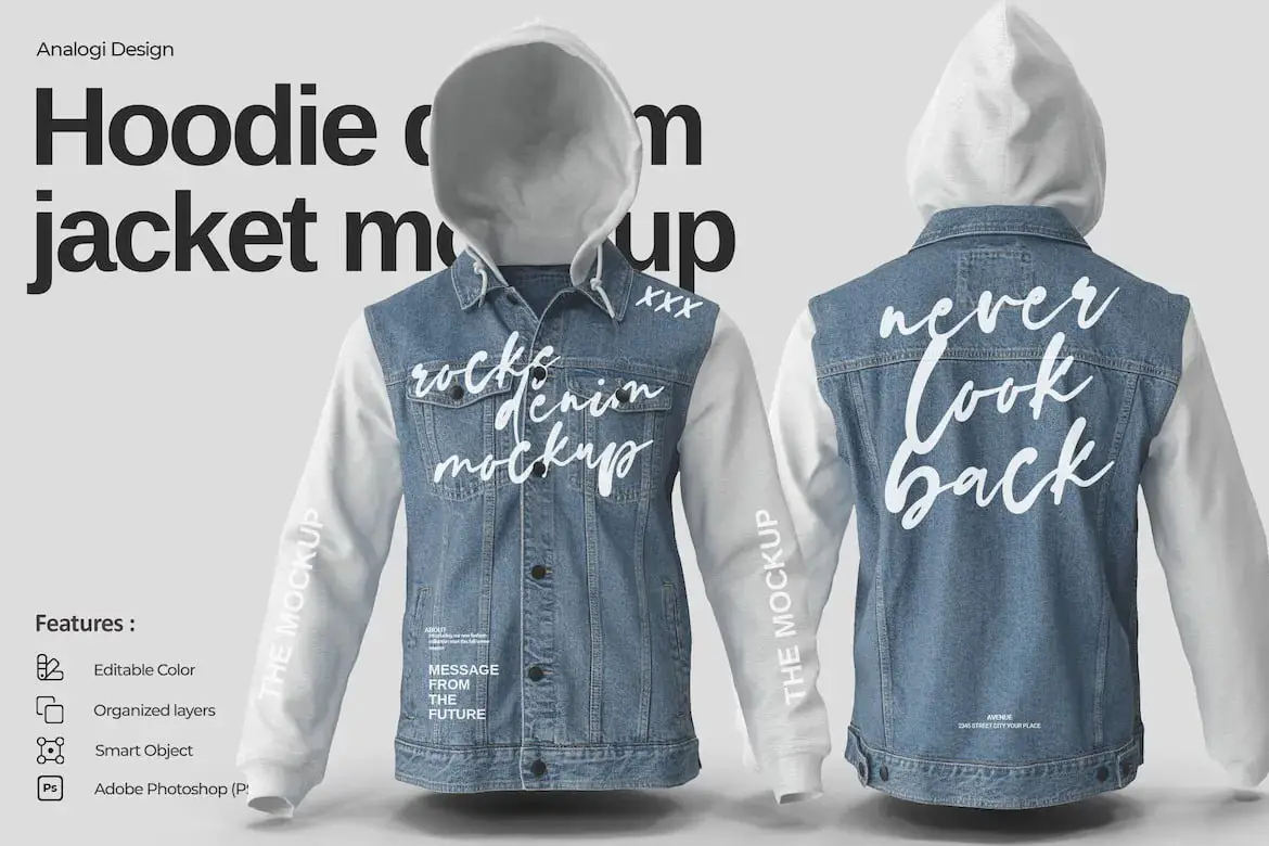 Hoodie Denim Jacket Mockup