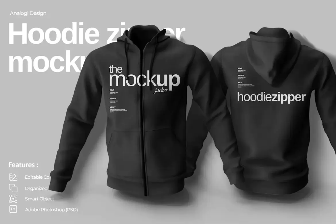 Hoodie Zipper Mockup