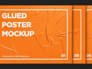 horizontal glued poster mockup pack