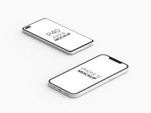 huawei p40 phone iphone 12 mockup