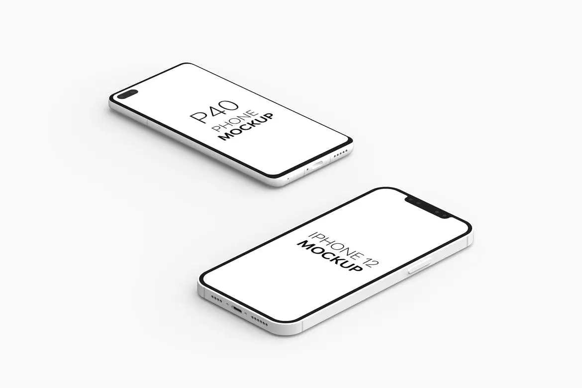Huawei P40 Phone &amp; Iphone 12 Mockup