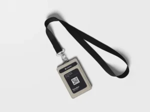 id card mockup with card holder