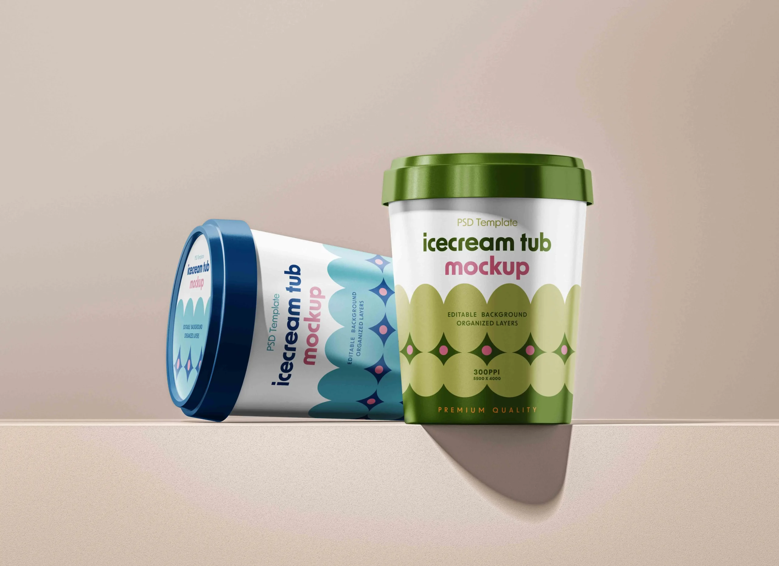 Ice Cream Tub Mockup Set 6 ice cream tub mockup set 1