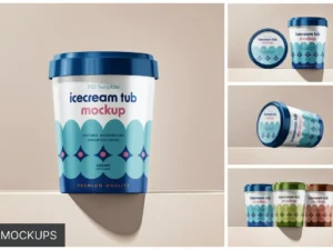 ice cream tub mockup set 6