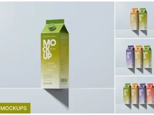 juice box packaging mockup set