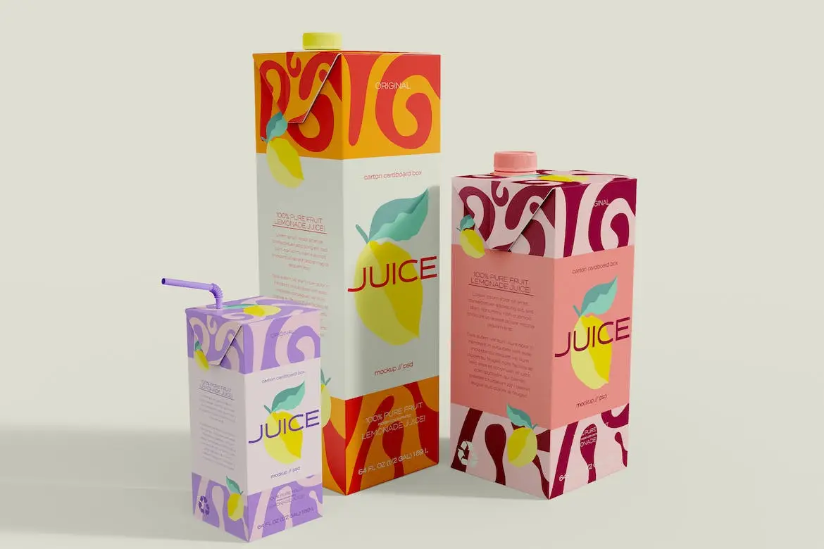 Juice Or Milk Boxes Mockup