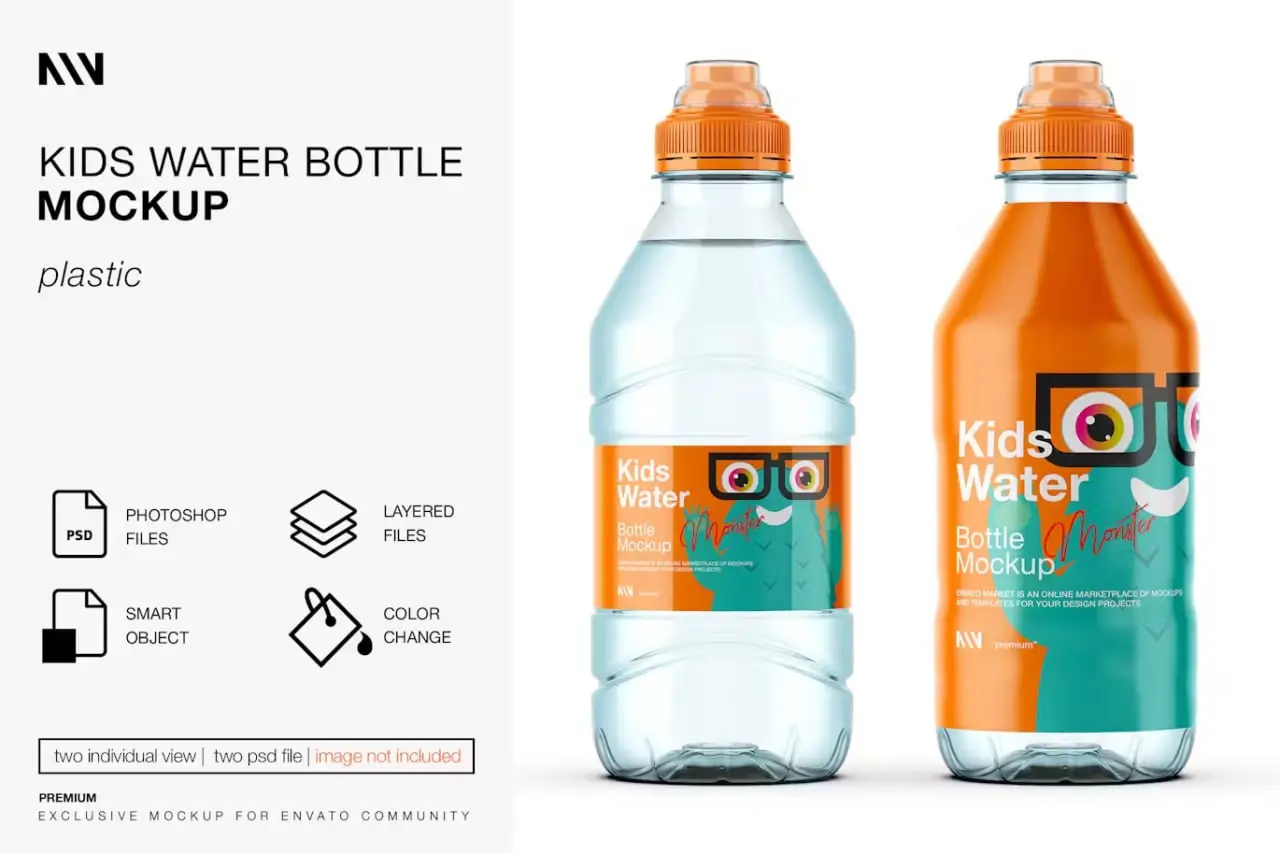 Kids Water Bottle Mockup