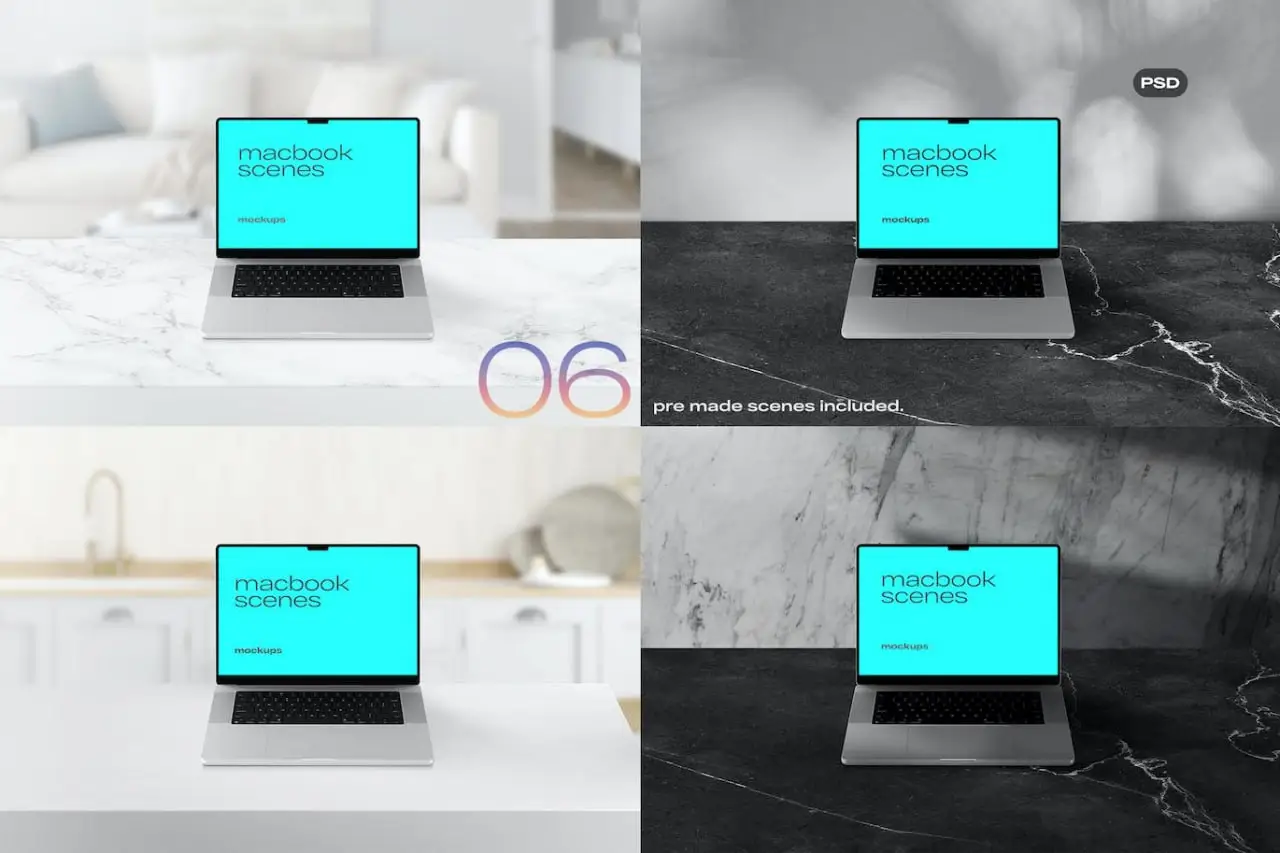 Laptop Mockup Scenes Psd