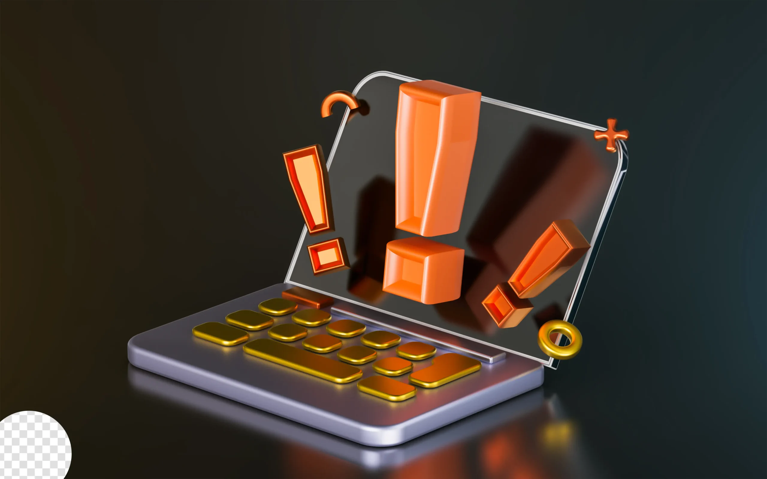 Laptop With Exclamation Sign On Dark Background 3D Render Concept For System Warning