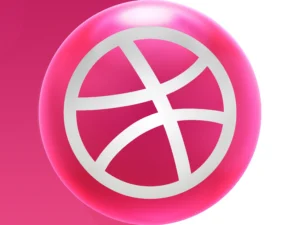 logo dribbble in ellipse 3d design