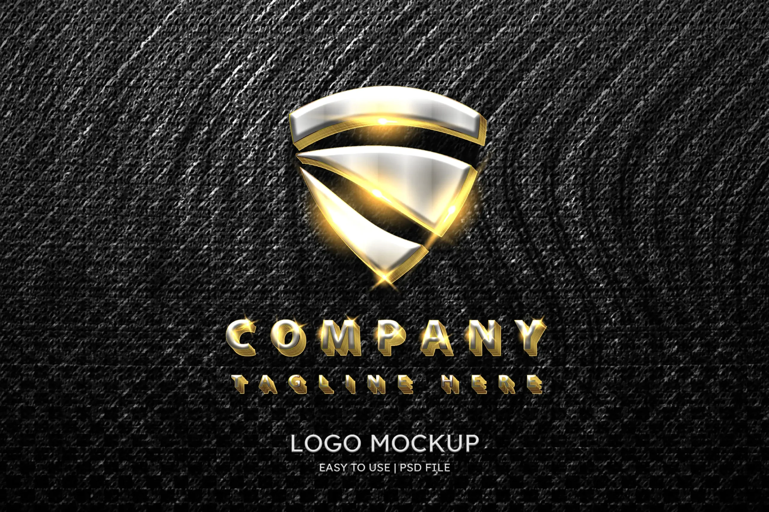 Luxury Metallic Wall Logo Mockup