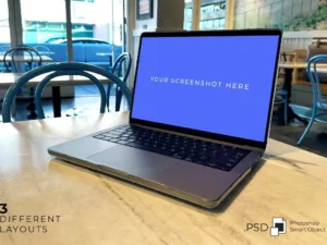 macbook at restaurant mockup 4