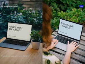 macbook pro mockup wooden table