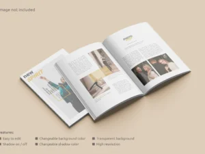 magazine mockup open with a cover perspective view